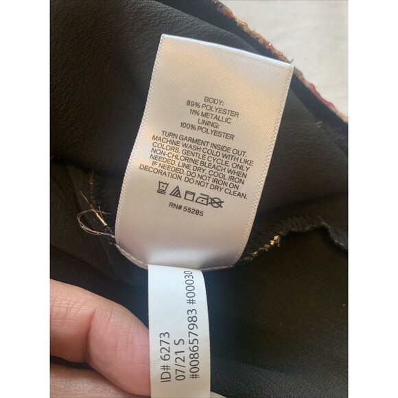 EXPRESS Women Metallic Whimsigoth Top Blouse Faux Wrap Dark Fairy Floral Small - Picture 10 of 13